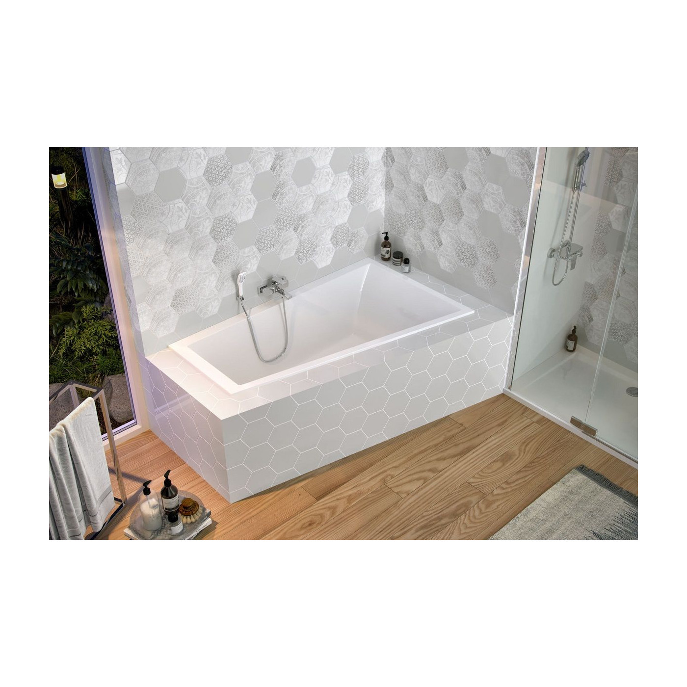 Wanna Narożna Prawa 160x95 cm M-Sfera Slim Biały Połysk WAEX.MSP16WHS Excellent