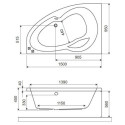 Wanna Narożna Prawa 150x95 cm Newa Plus Biały Połysk WAEX.NEP15WH Excellent