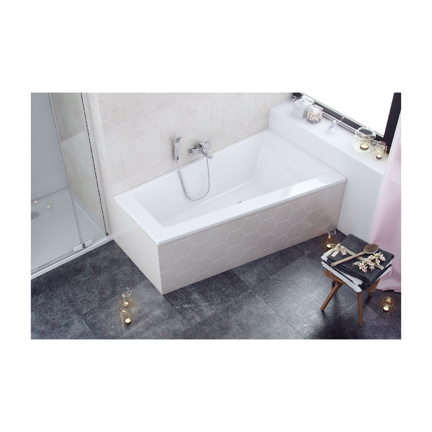 Wanna Narożna Prawa 170x100 cm Sfera Slim Biały Połysk WAEX.SFP17WHS Excellent