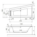 Wanna Narożna Prawa 170x100 cm Sfera Slim Biały Połysk WAEX.SFP17WHS Excellent