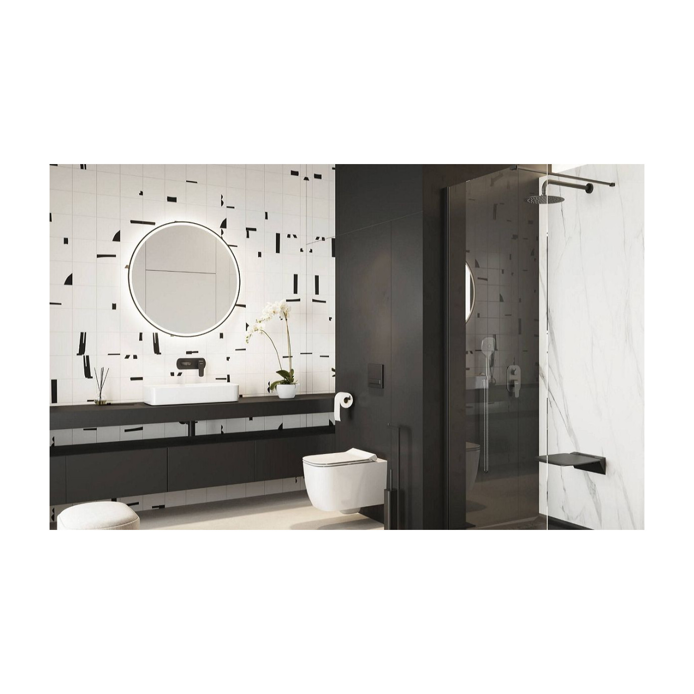 Lustro Łazienkowe LED Z Matą Grzewczą Corido 100 cm Czarny Mat DOEX.CO100.BL Excellent