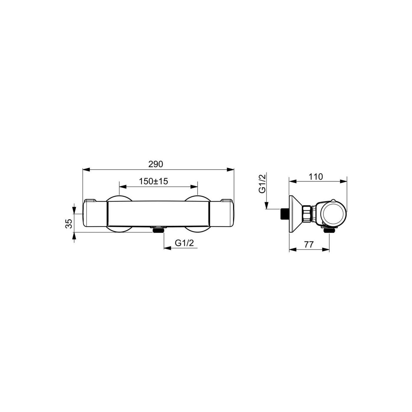 Termostatyczna Bateria Natryskowa Nova Chrom 7460U Oras