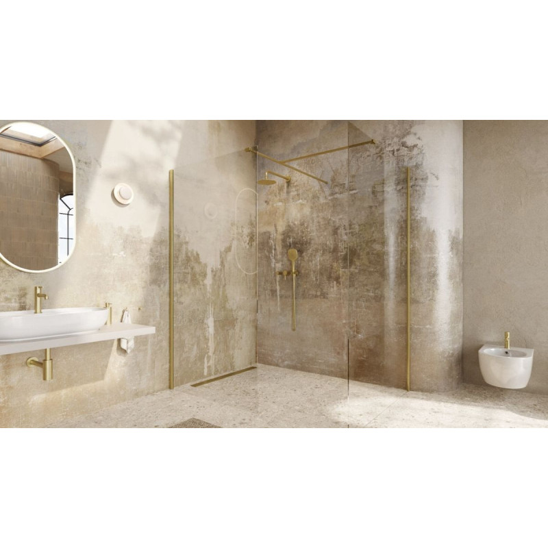 Ścianka Prysznicowa Walk-In 100x200 cm Vidoq Złoty Szczotkowany KAEX.1506.1000.LP.GB Excellent