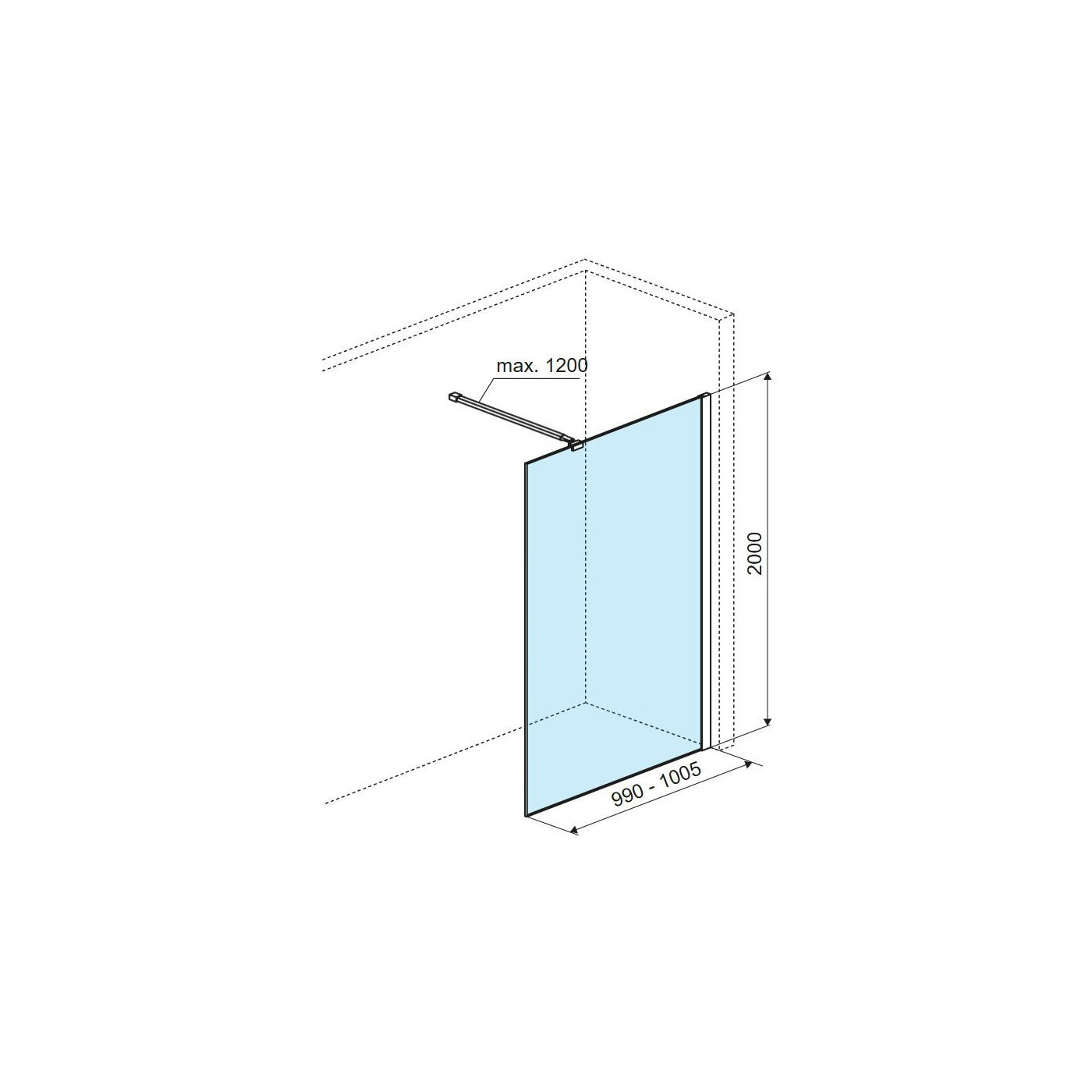 Ścianka Prysznicowa Walk-In 100x200 cm Vidoq Złoty Szczotkowany KAEX.1506.1000.LP.GB Excellent