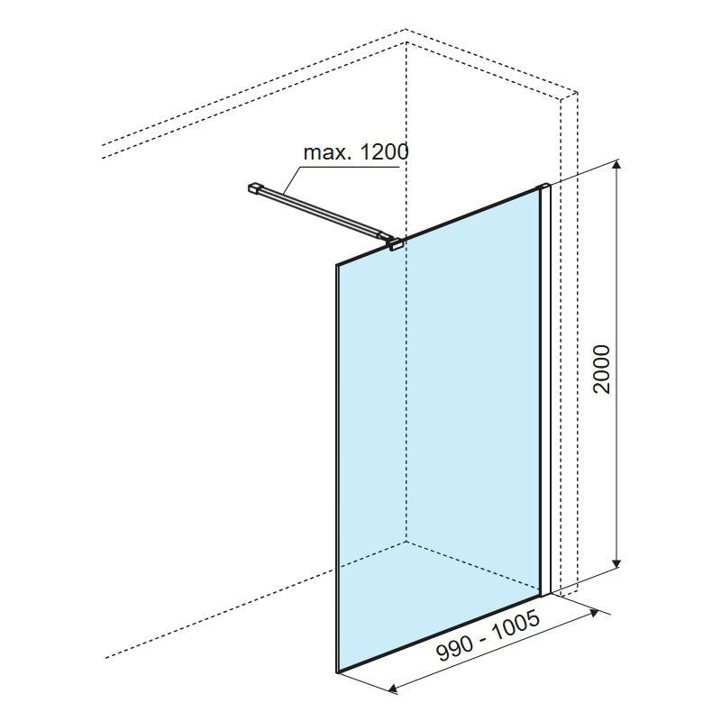 Ścianka Prysznicowa Walk-In 100x200 cm Vidoq Złoty Szczotkowany KAEX.1506.1000.LP.GB Excellent