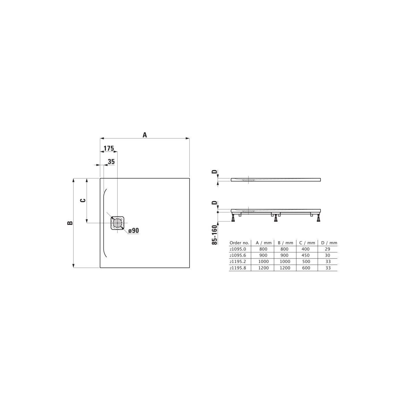 Brodzik Kwadratowy 900x900 mm Pro Biały H2109560000001 Laufen