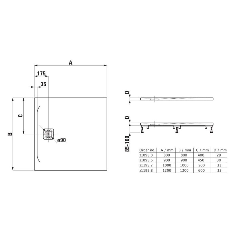 Brodzik Kwadratowy 900x900 mm Pro Biały H2109560000001 Laufen