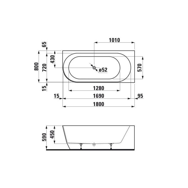 Wanna Narożna Prawa Corner 1800x800 mm Pro Biały H2449550000001 Laufen
