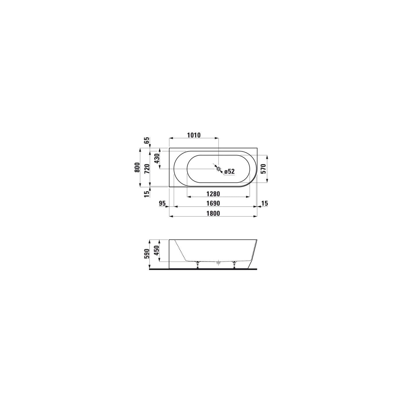 Wanna Narożna Lewa Corner 1800x800 mm Pro Biały H2449560000001 Laufen