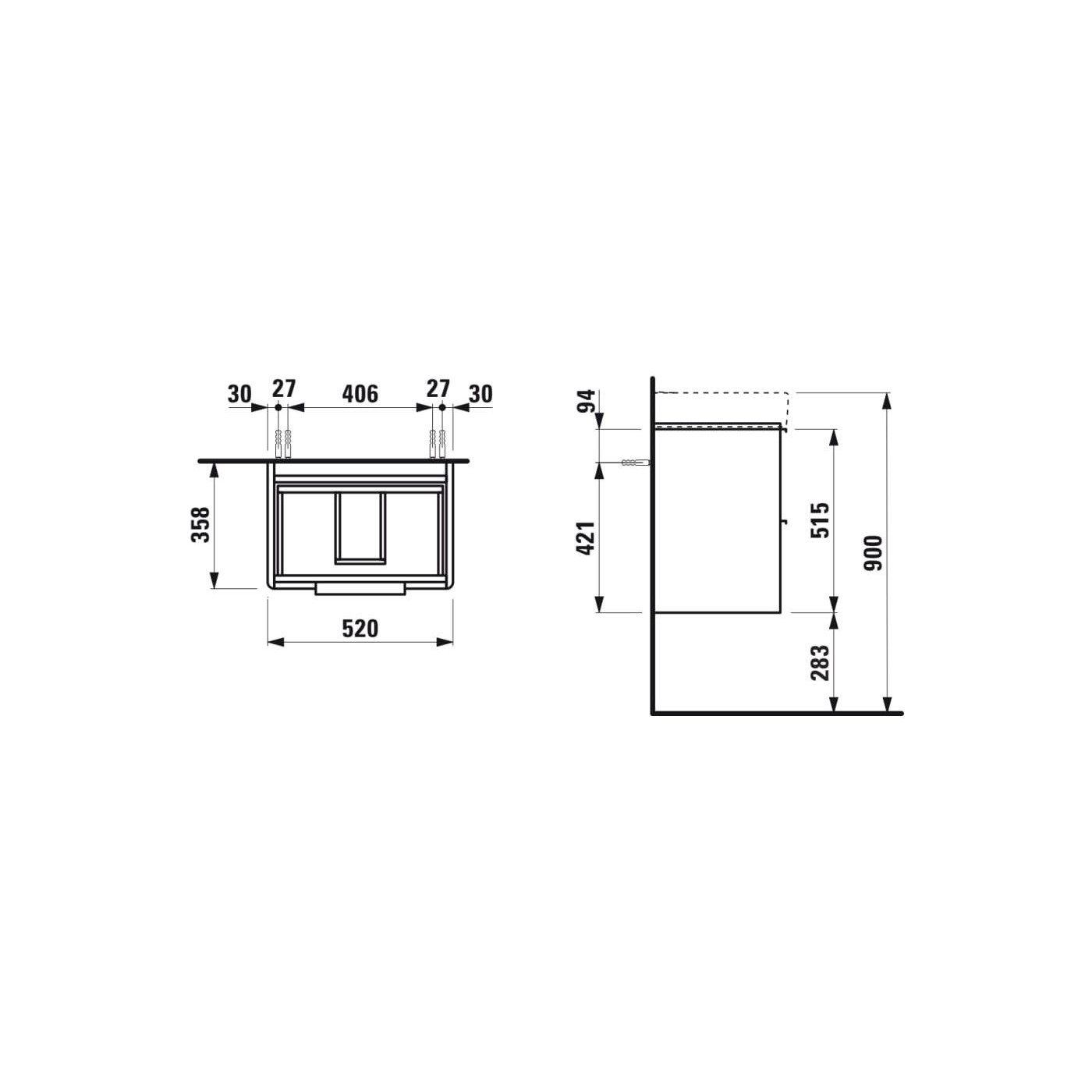 Szafka Podumywalkowa 550 Compacto Szuflady Soft Close Base Biały Połysk H4021521102611 Laufen