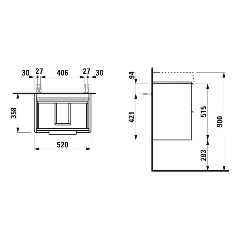 Szafka Podumywalkowa 550 Compacto Szuflady Soft Close Base Biały Połysk H4021521102611 Laufen