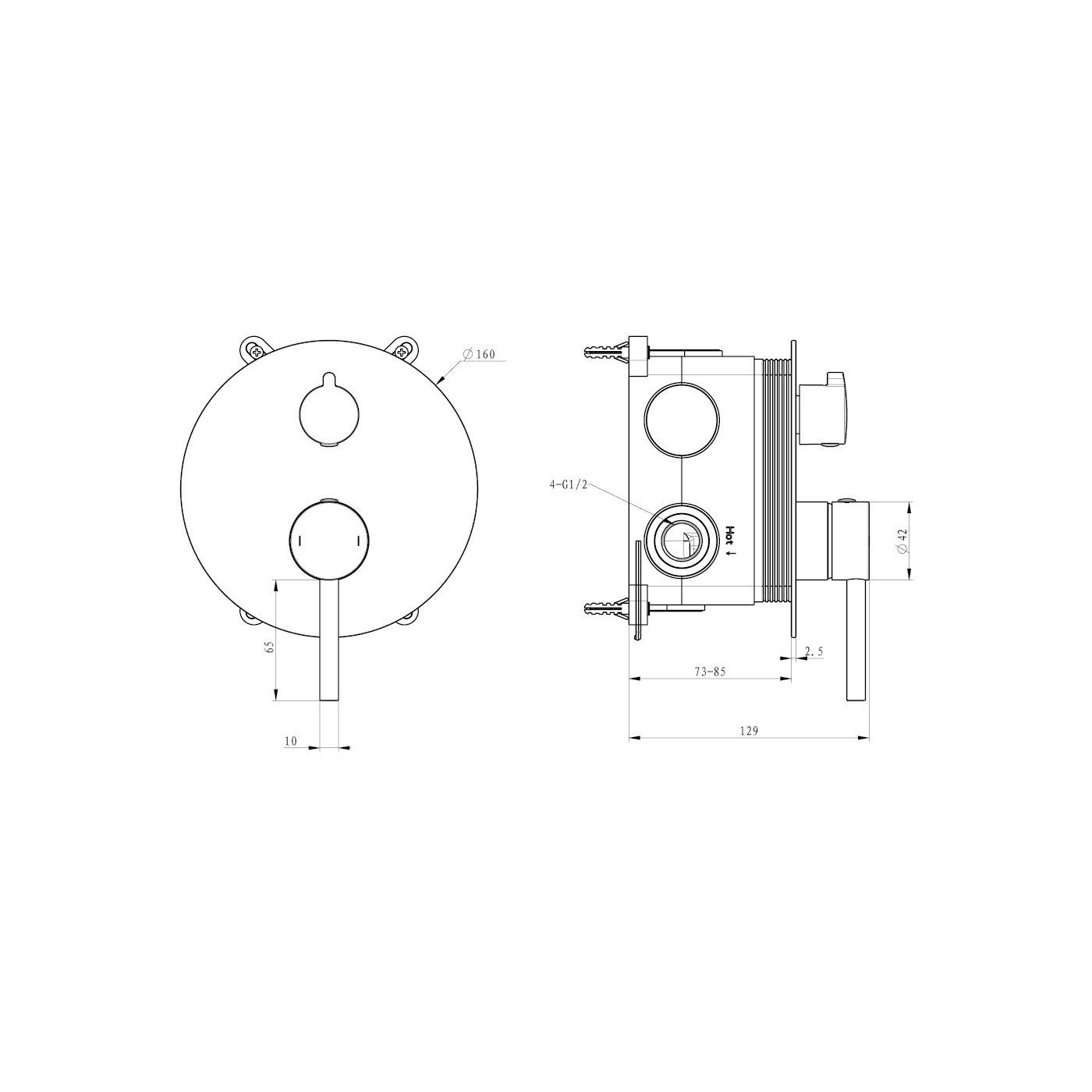 Bateria Prysznicowo-Wannowa Podtynkowa Z Boxem 2-Wyjściowym Fly Gun Metal 03042BN Emporia