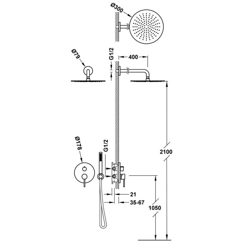 Zestaw Prysznicowy Podtynkowy Rapid-Box Study Grafit 26228004GR Tres