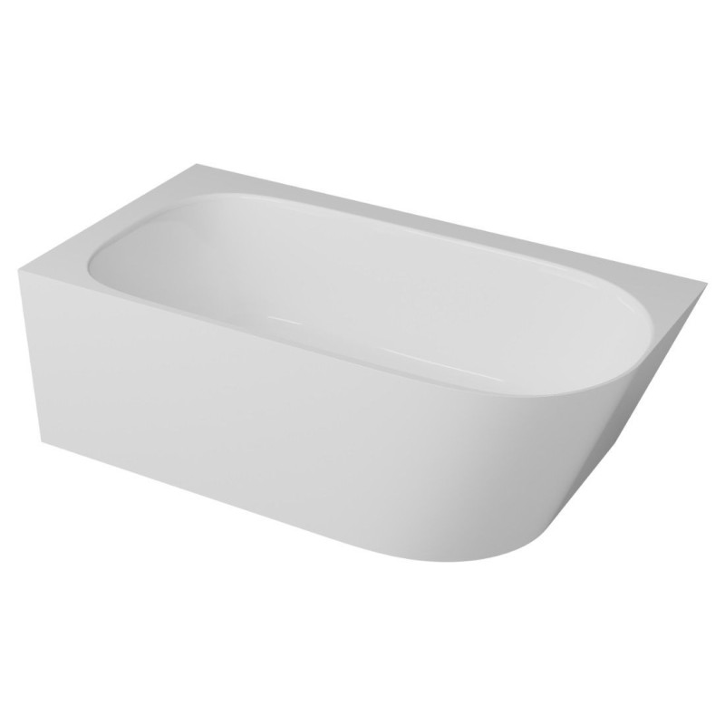 Wanna Wolnostojąca Narożna Z Konglomeratu 158x85x55 cm Lewa Nuvio Biały NUVIO-0003L Emporia