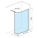 Ścianka Prysznicowa Gięta Walk-In 93x200 cm Vidoq Czarny Mat KAEX.1507.930.LP.BL Excellent