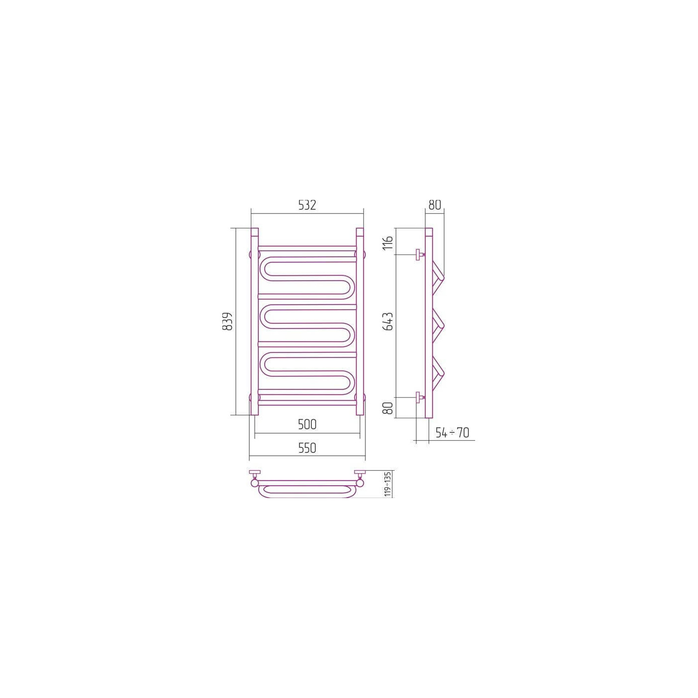 Grzejnik Dekoracyjny Elegy 839x532 50034 Stal Polerowana Sunerzha