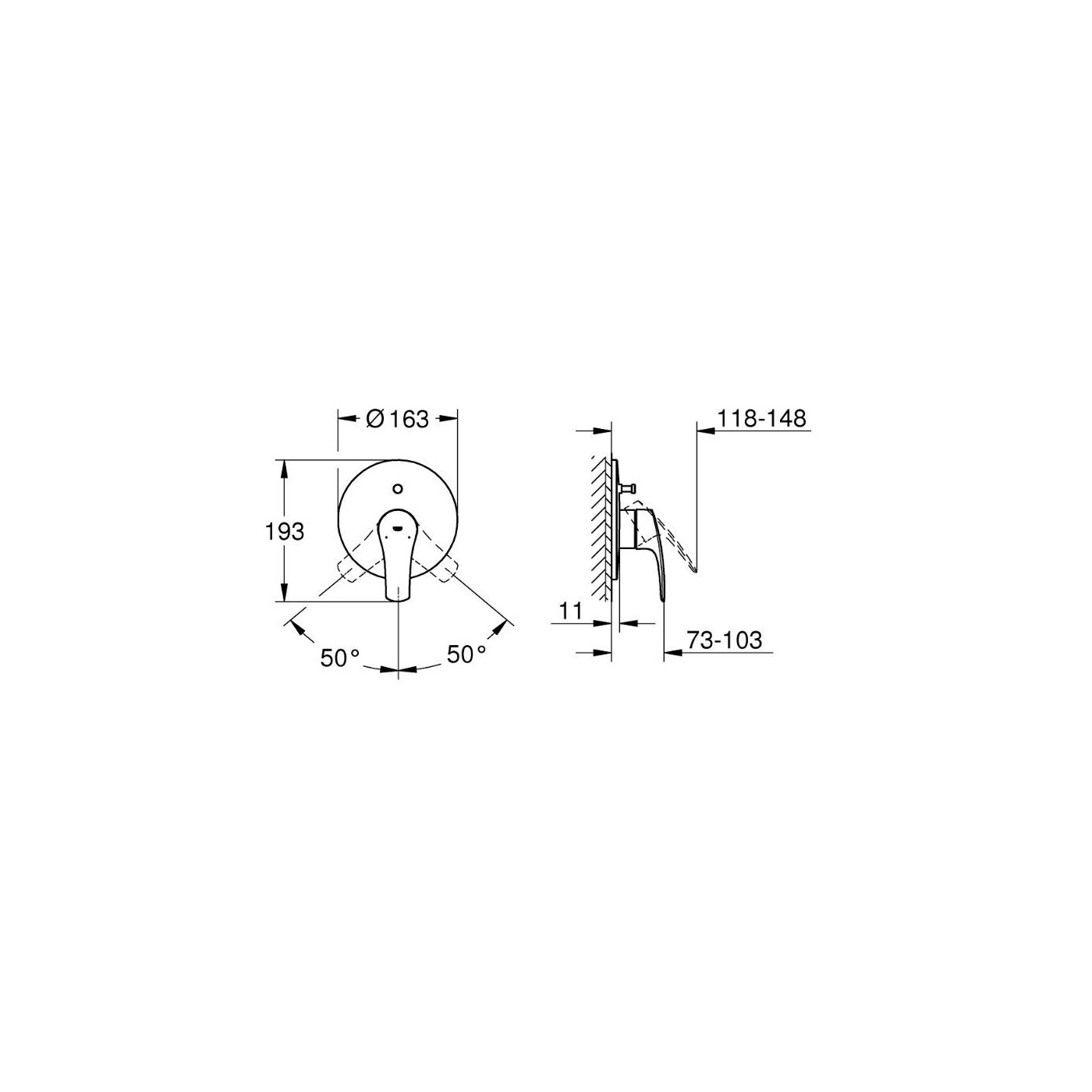 Bateria Wannowo-Prysznicowa Eurosmart Matte Black 194502433 Grohe