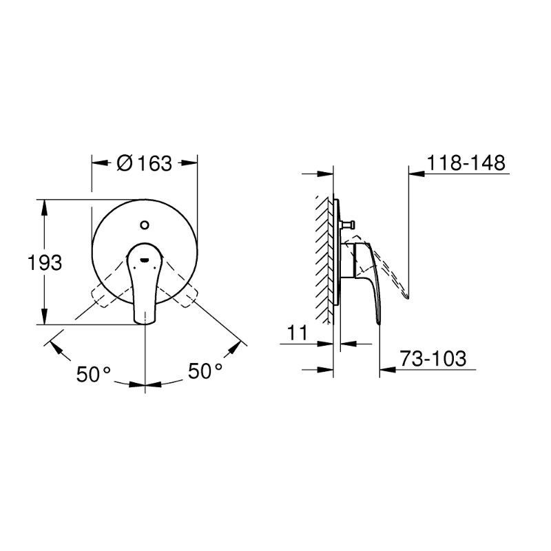 Bateria Wannowo-Prysznicowa Eurosmart Matte Black 194502433 Grohe