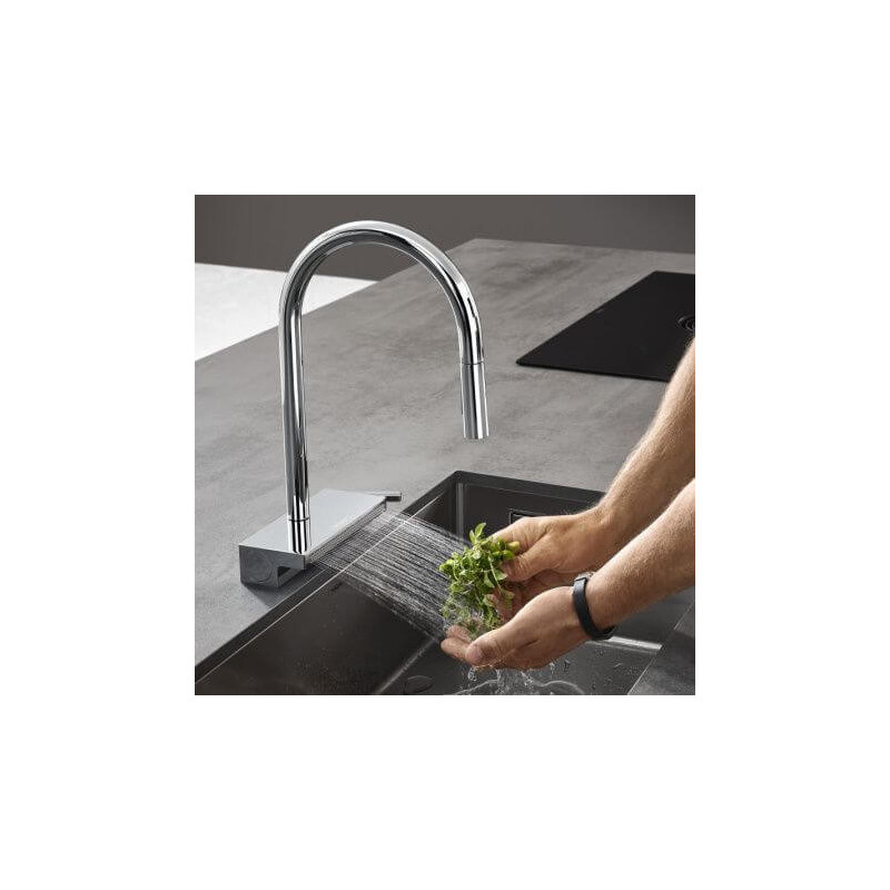 Bateria Kuchenna Aquano Select Z Wyciąganą Wylewką Chrom 73837000 Hansgrohe