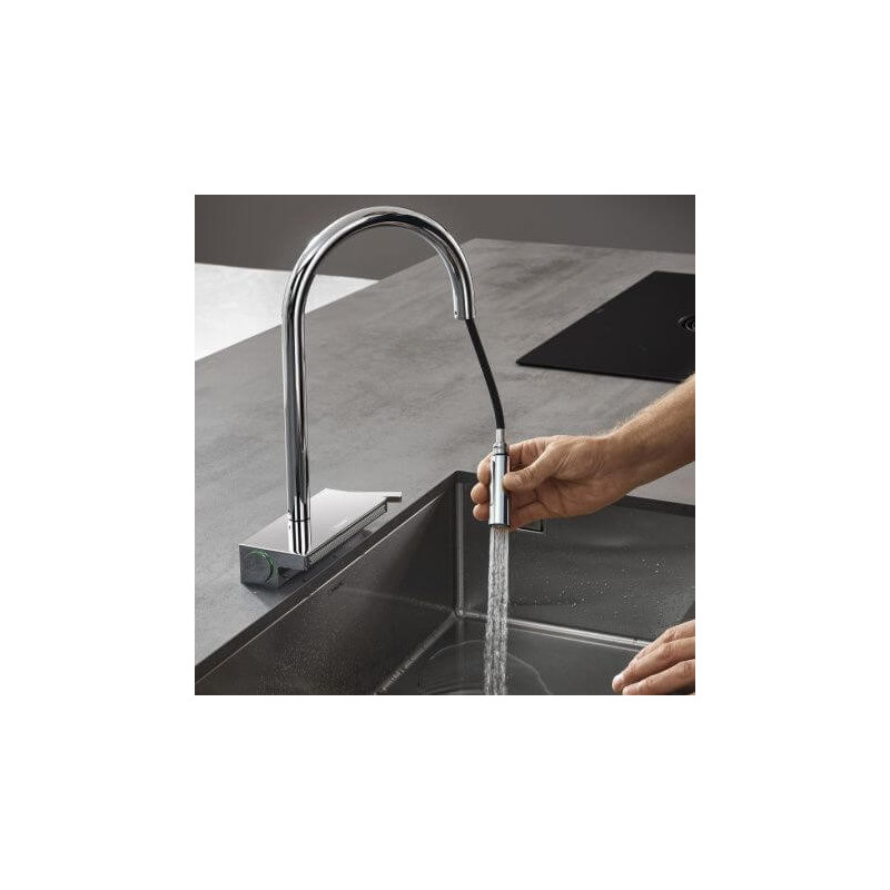Bateria Kuchenna Aquano Select Z Wyciąganą Wylewką Chrom 73837000 Hansgrohe