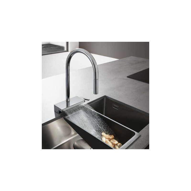 Bateria Kuchenna Aquano Select Z Wyciąganą Wylewką Chrom 73837000 Hansgrohe