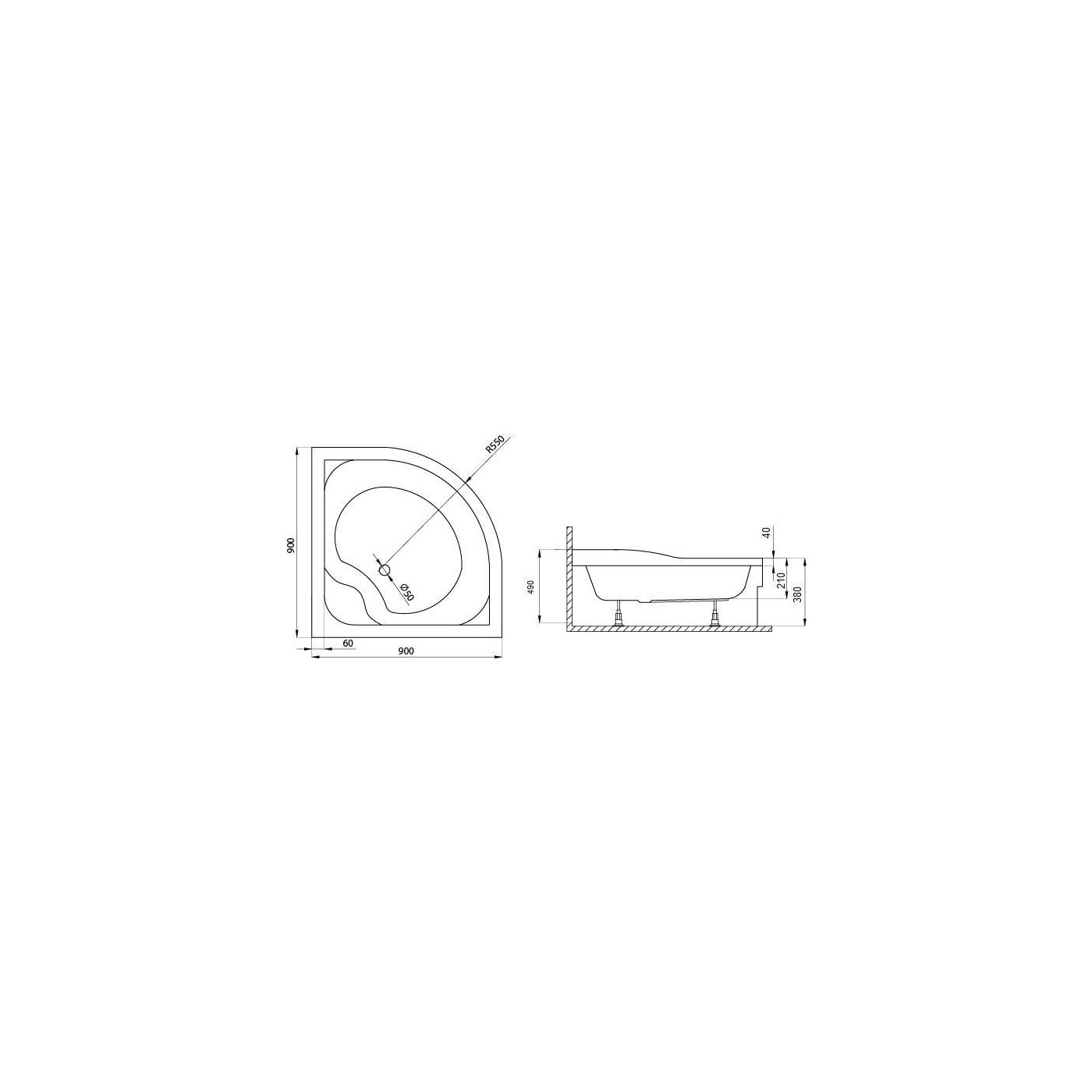 Brodzik Atrium Nera 90X90 Qf1-90 Impero