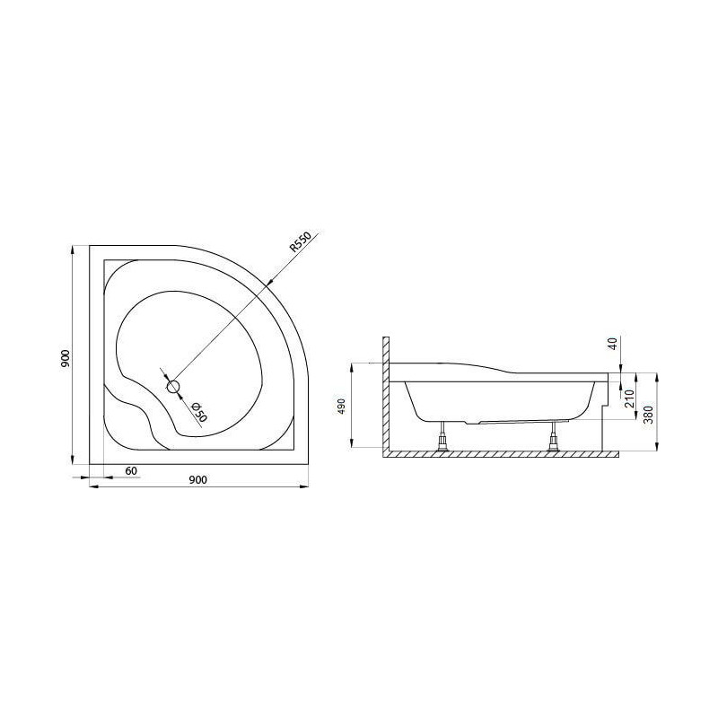 Brodzik Atrium Nera 90X90 Qf1-90 Impero