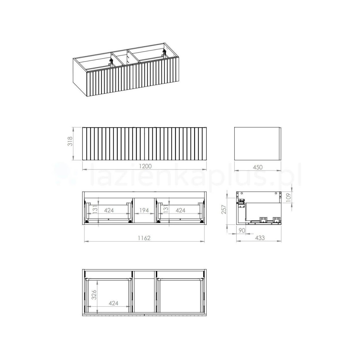 Szafka Asami Dąb Natural 120x31,8x35 169433 Elita