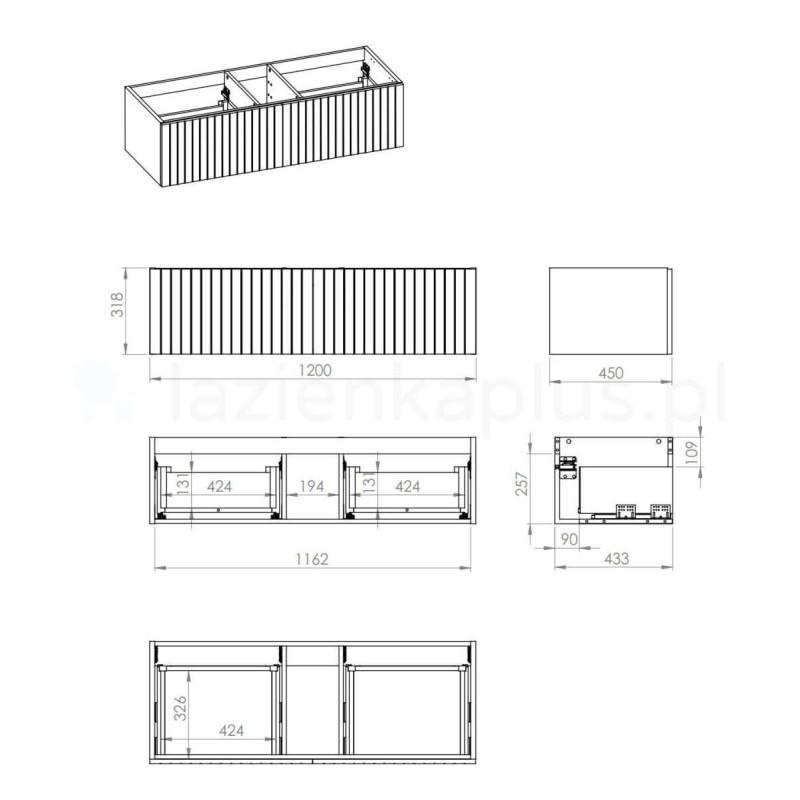 Szafka Asami Dąb Natural 120x31,8x35 169433 Elita