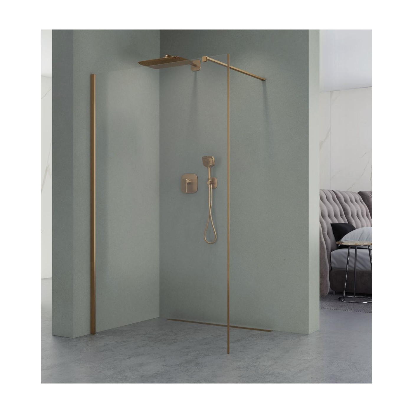 Kabina Prysznicowa Walk-In Como 2.0 100cm Brush Gold Atrium