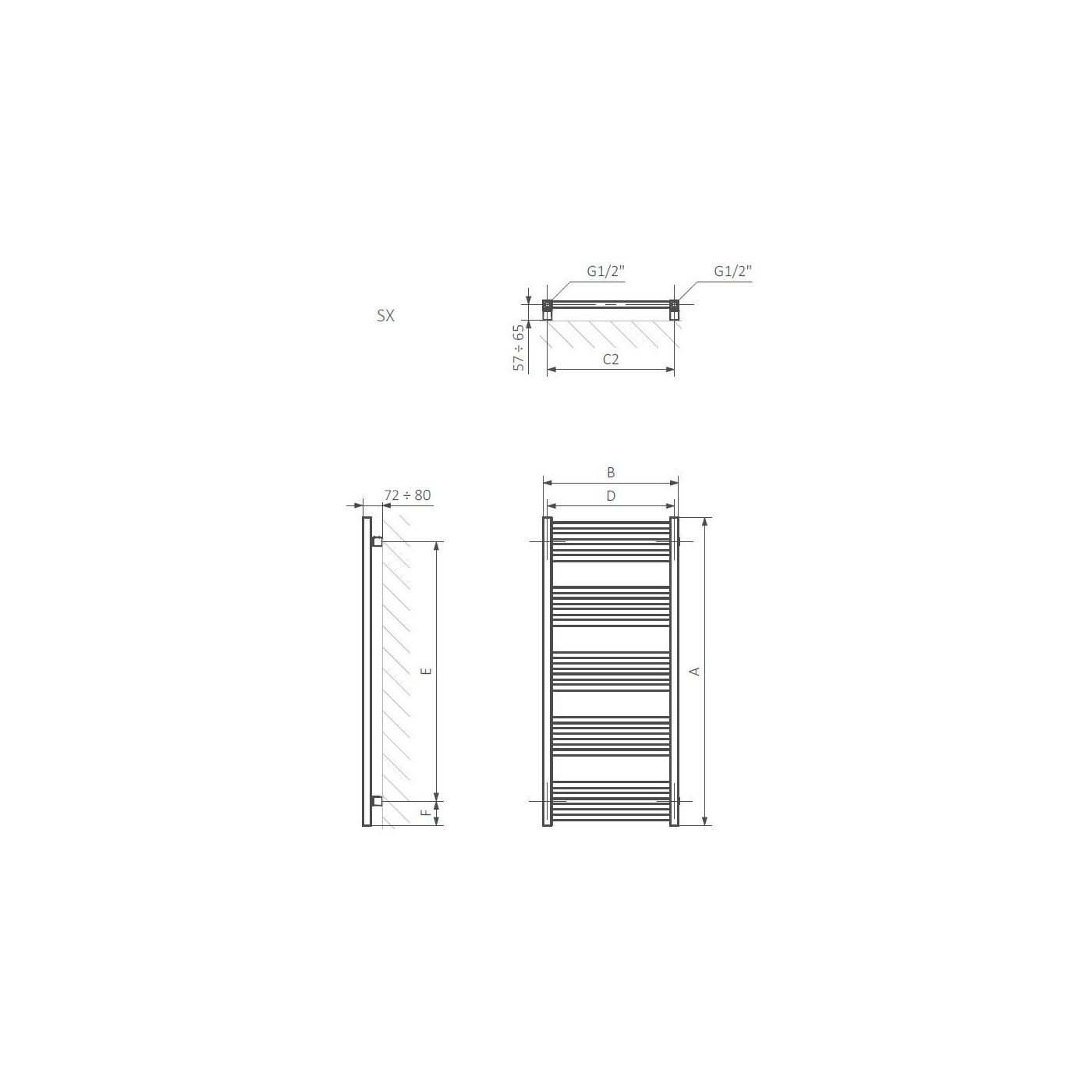 Grzejnik Fiona 1140x500 Podłączenie Dolne Standardowe SX Brass WGFIN114050KBRASX Terma