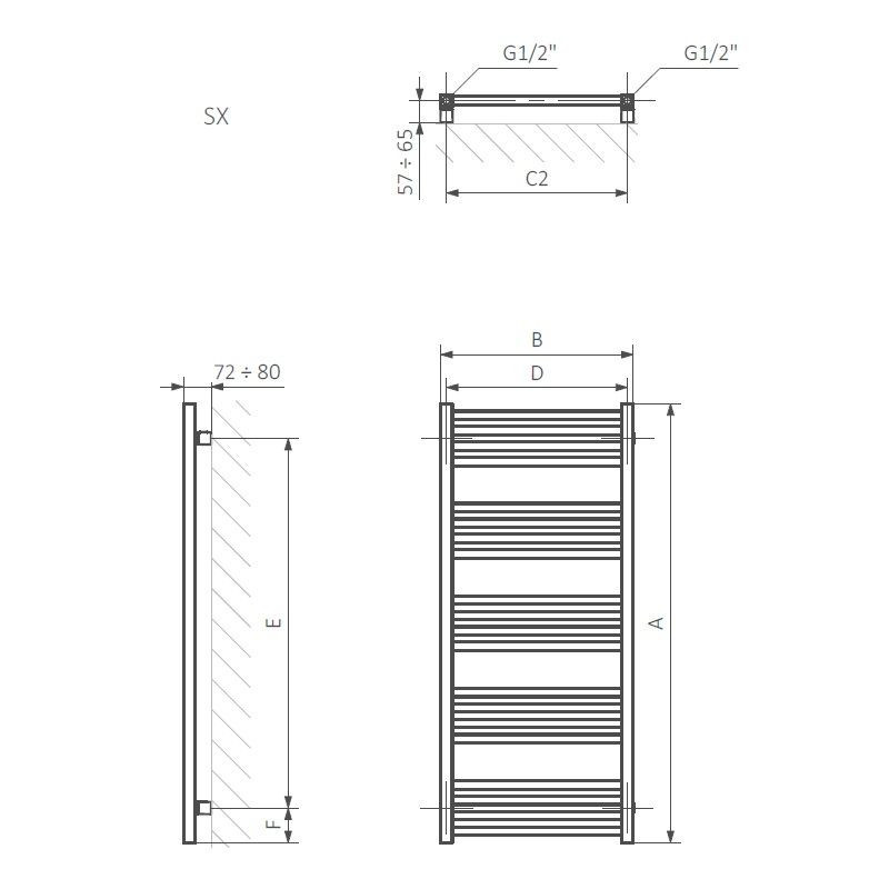 Grzejnik Fiona 1140x500 Podłączenie Dolne Standardowe SX Brass WGFIN114050KBRASX Terma
