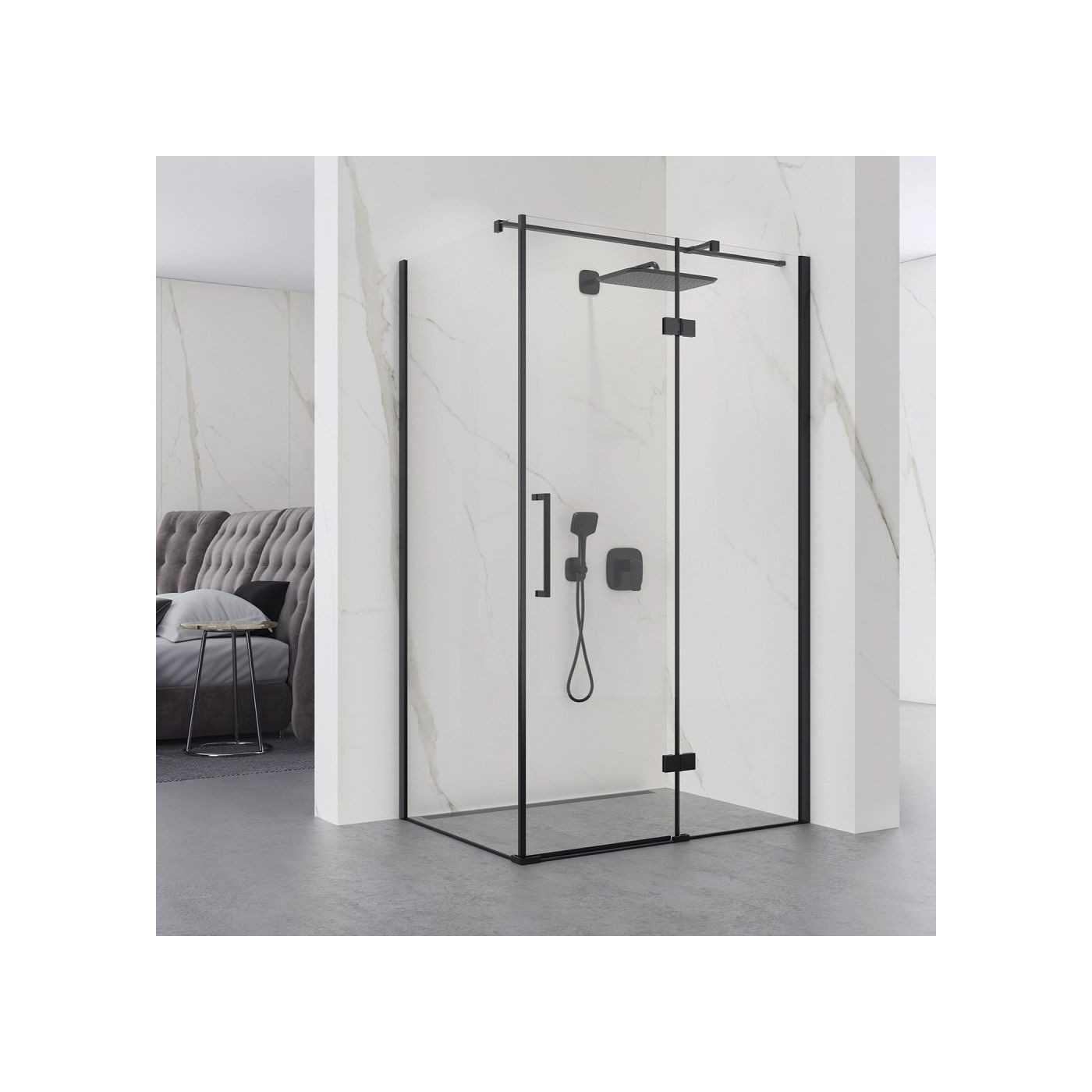 Drzwi Prysznicowe Uchylne Torre Nero 100 cm VP2-100-NB-6 Atrium
