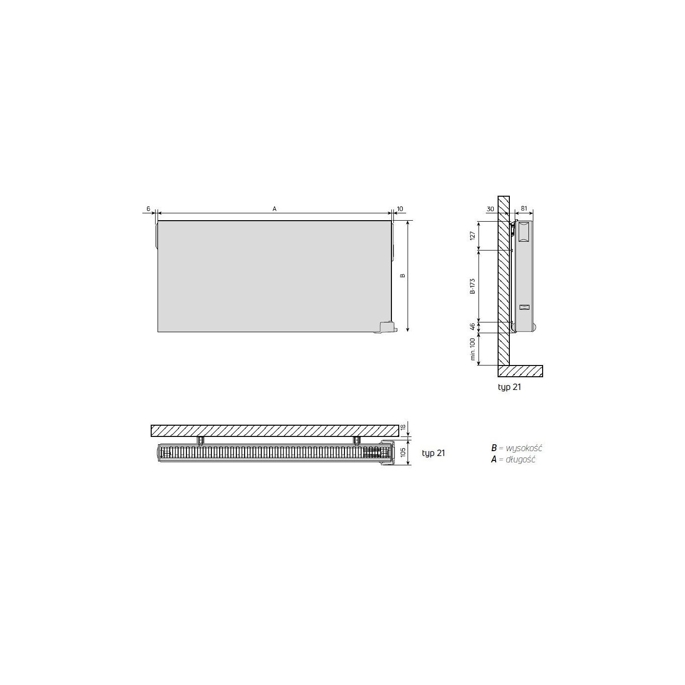 Grzejnik Elektryczny Yali Parada Plus 21 1250W 230V FE4210500801ASP0 Purmo