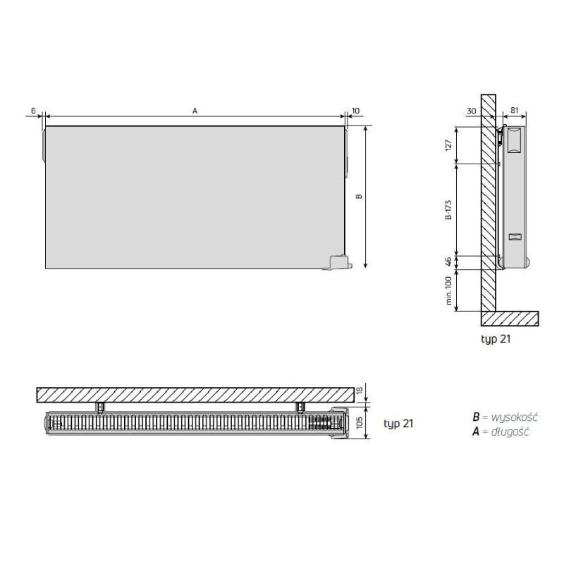 Grzejnik Elektryczny Yali Parada Plus 21 1250W 230V FE4210500801ASP0 Purmo