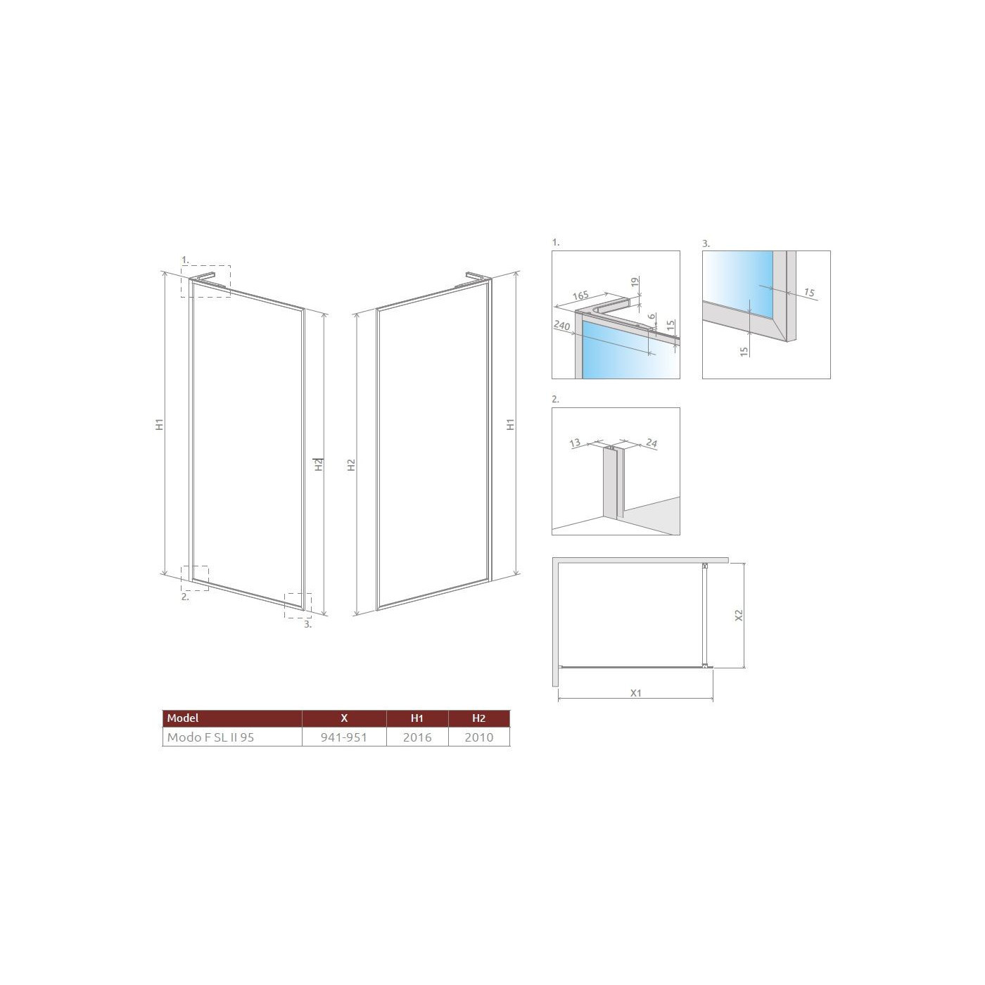 Ścianka Walk-In Modo F SL II 95 Brushed Copper Szkło UltraClear 10419095-93-01 Radaway