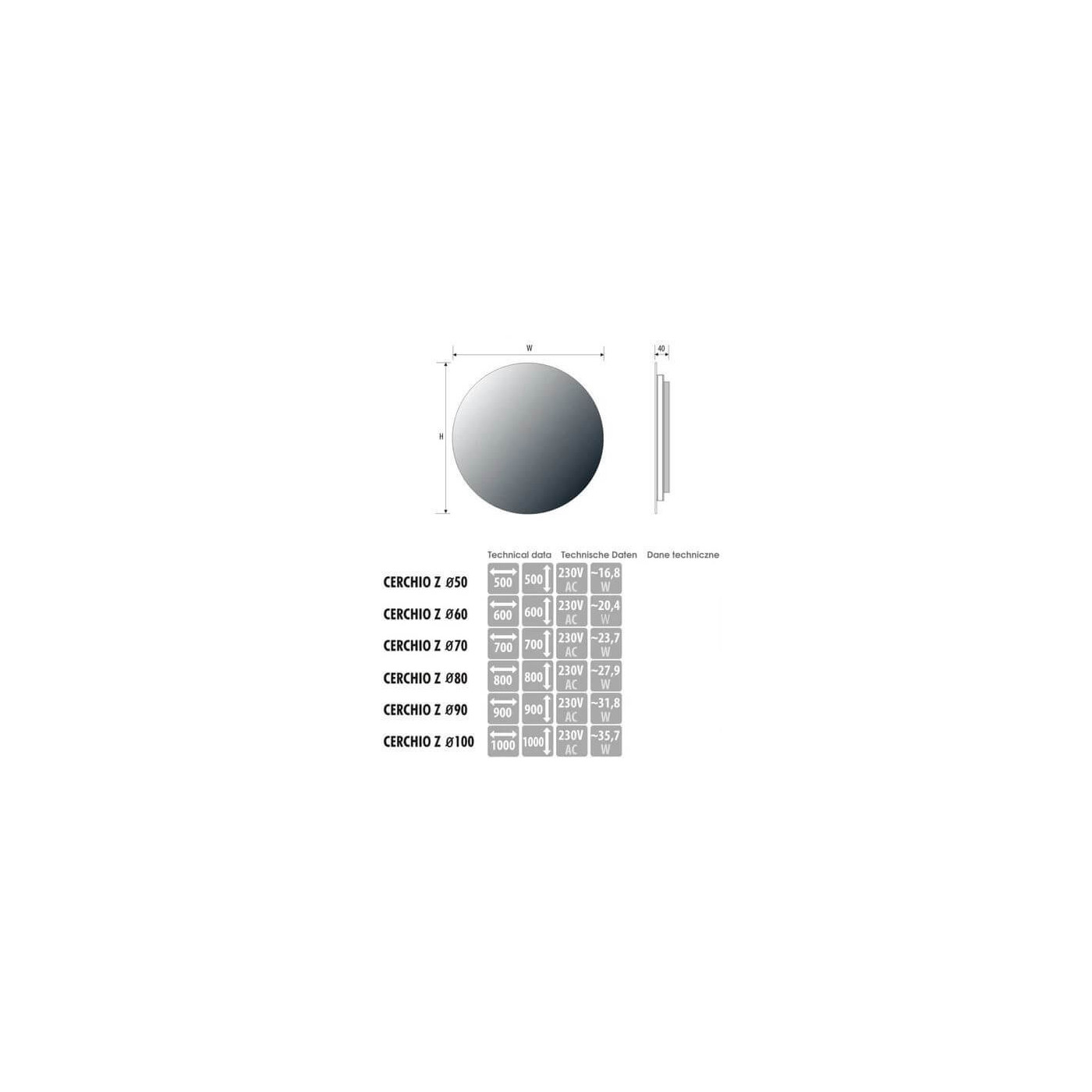 Lustro LED Cerchio FI70 MCJ