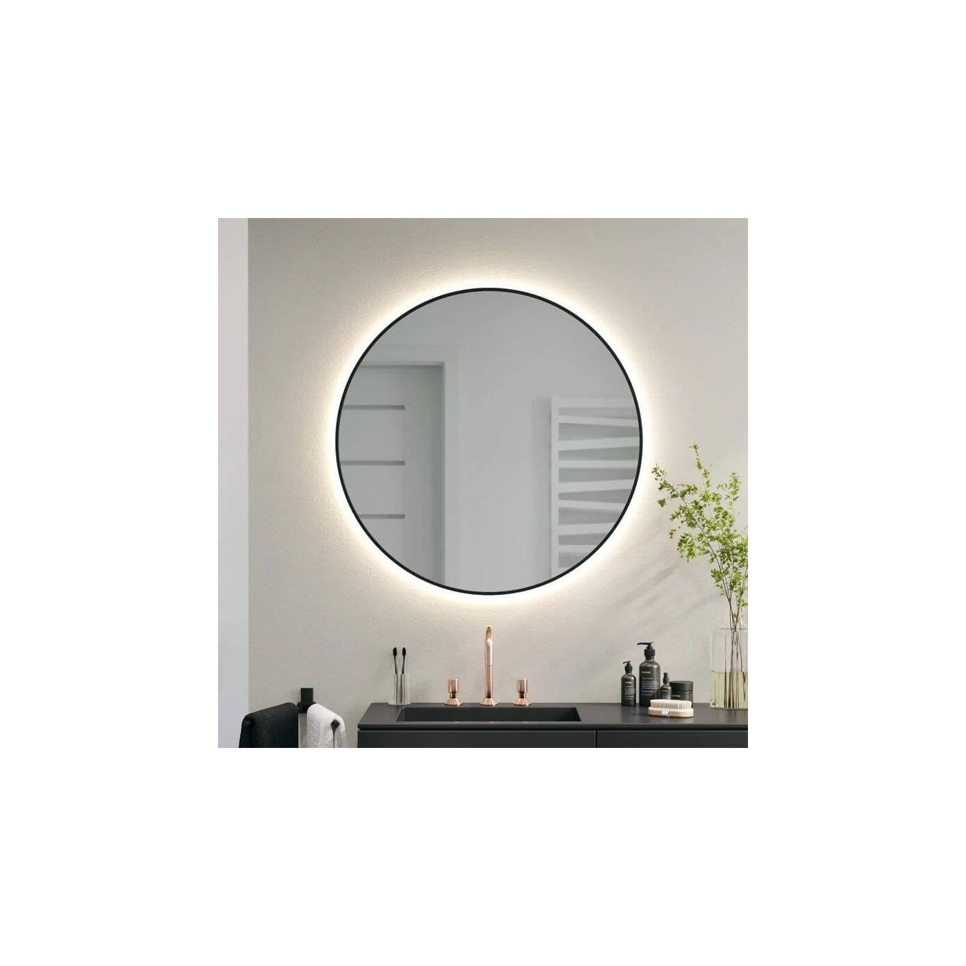Lustro Łazienkowe Delicate Ambiente Led 100x100 Czarny Ruke