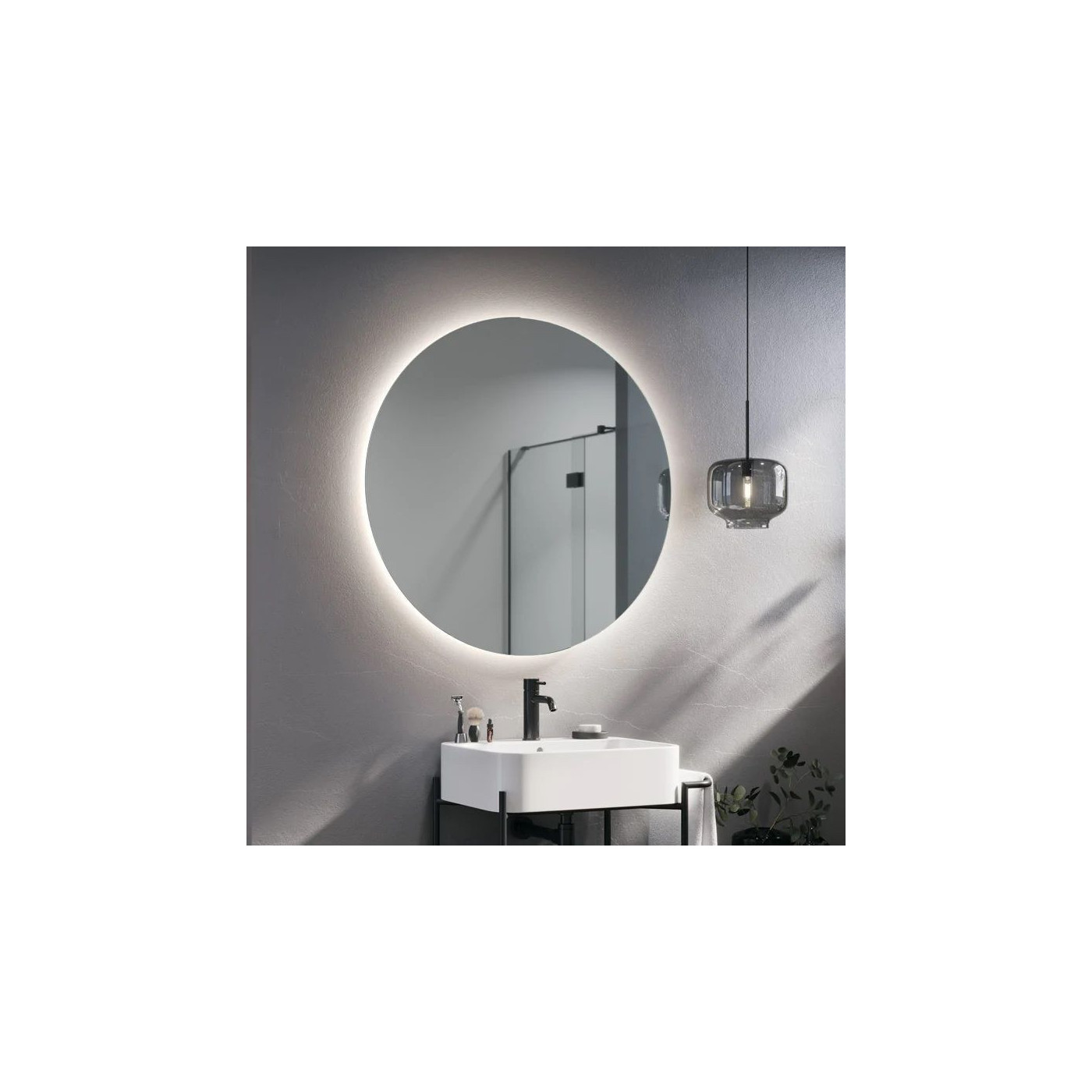 Lustro Łazienkowe LED podświetlane Simple Syriusz Ambiente LED 145x145 Ruke