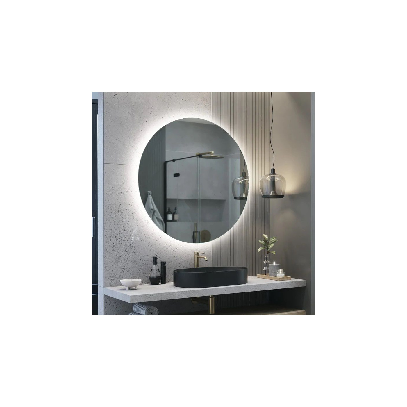 Lustro Łazienkowe LED podświetlane Simple Syriusz Ambiente LED 145x145 Ruke