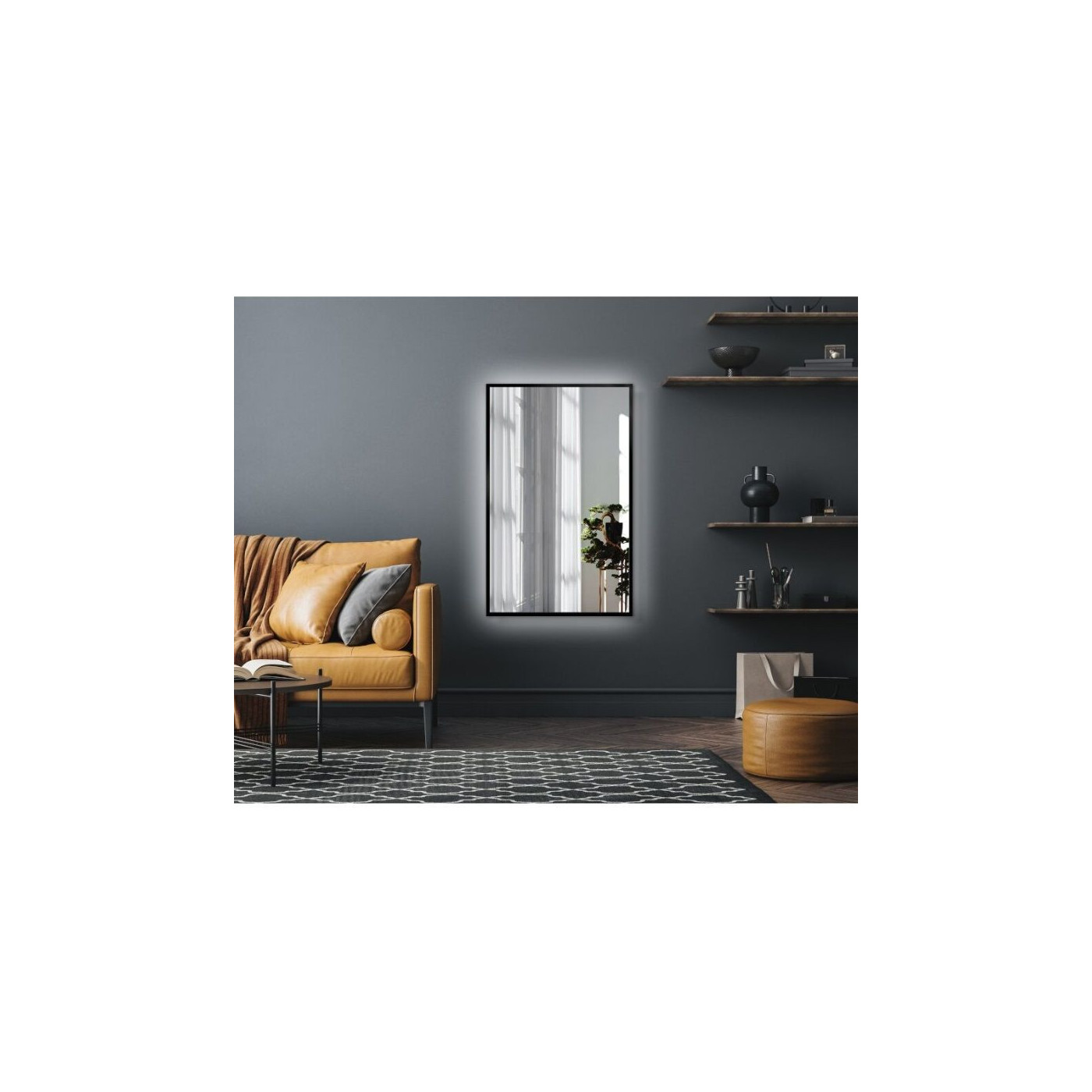 Lustro Formosa LED Ambiente Barwa Neutralna Czarna Rama 100x60 Ruke