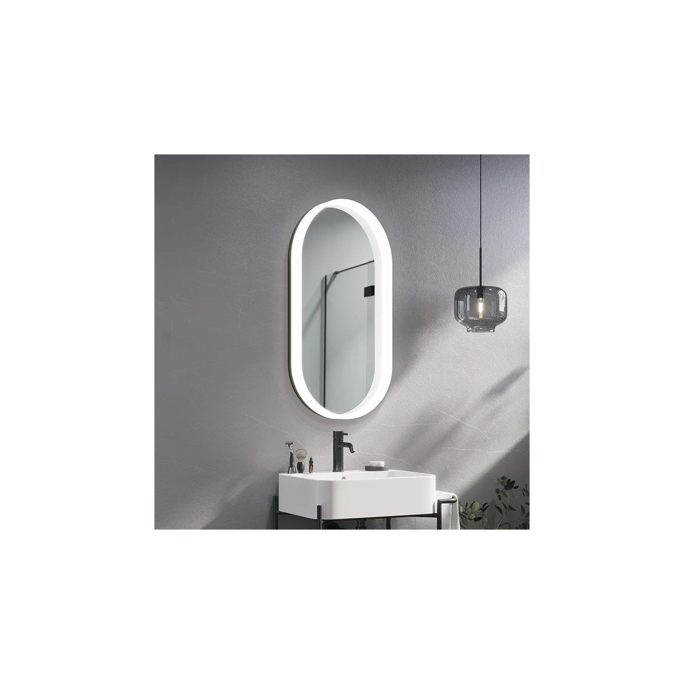 Lustro W Ramie Z Podświetleniem LED Koria Alu-Acrylic M 54x94,5 Ruke
