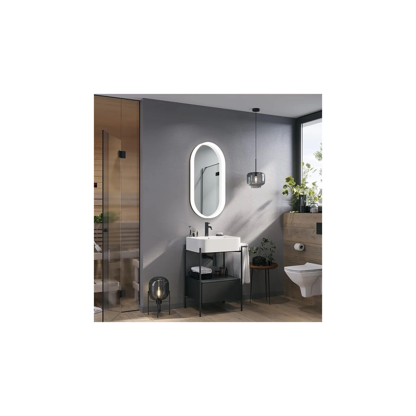 Lustro W Ramie Z Podświetleniem LED Koria Alu-Acrylic M 54x94,5 Ruke