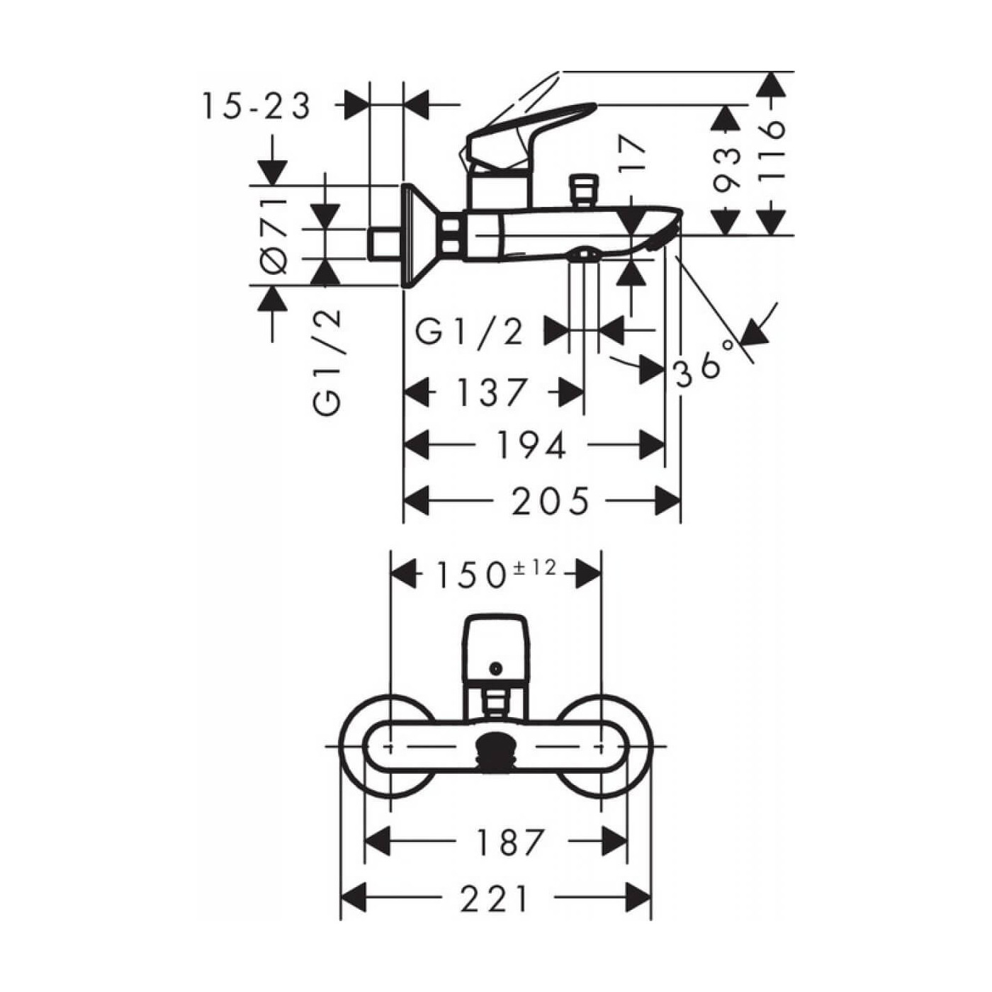 Bateria Wannowa Logis 71400000 Hansgrohe
