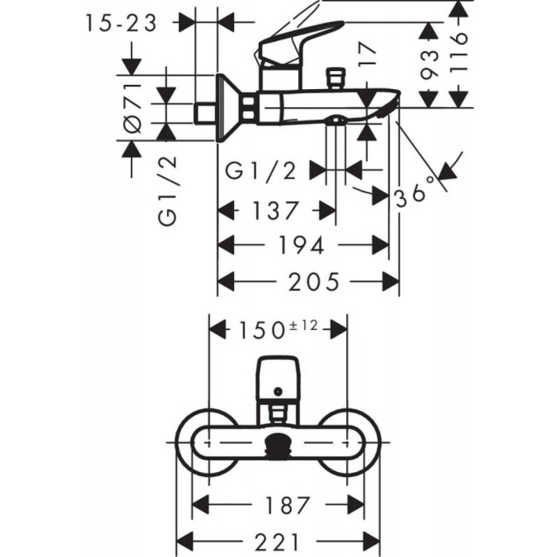 Bateria Wannowa Logis 71400000 Hansgrohe