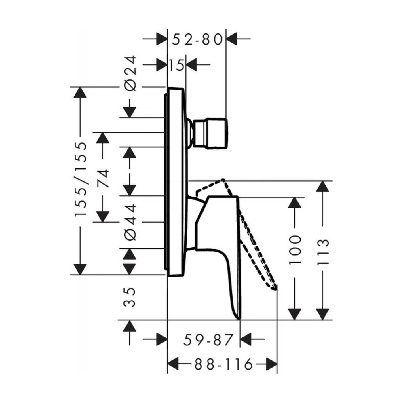 Element Zewnętrzny Baterii Wannowej Podtynkowej Talis E 71745000 Hansgrohe