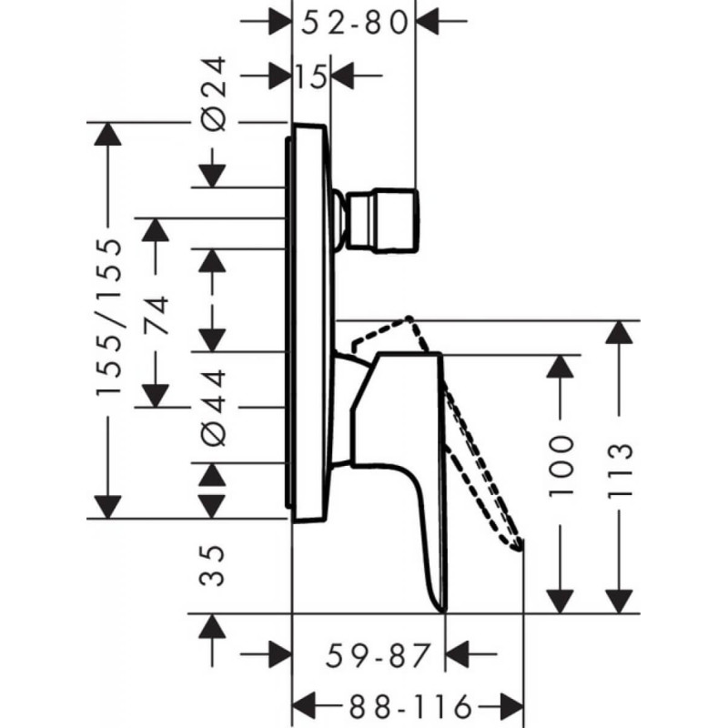 Element Zewnętrzny Baterii Wannowej Podtynkowej Talis E 71745000 Hansgrohe