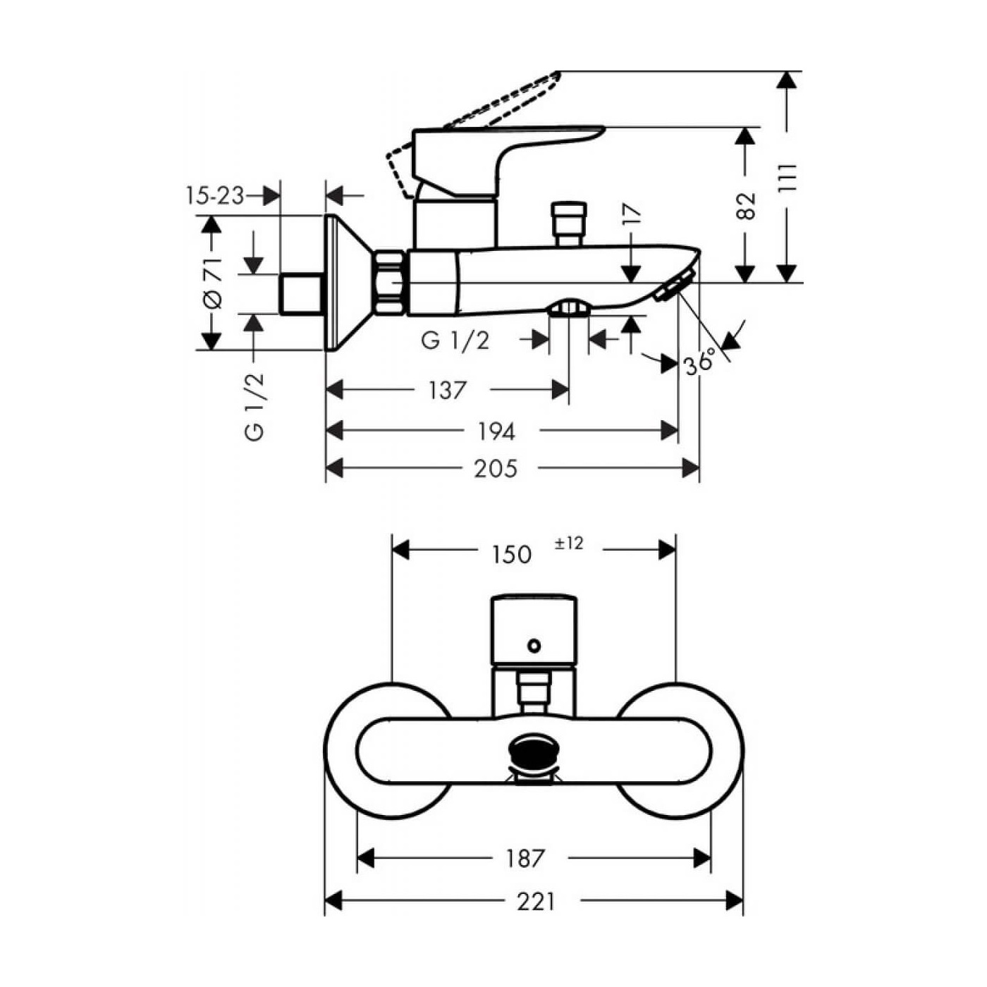Bateria Wannowa Talis E Chrom 71740000 Hansgrohe