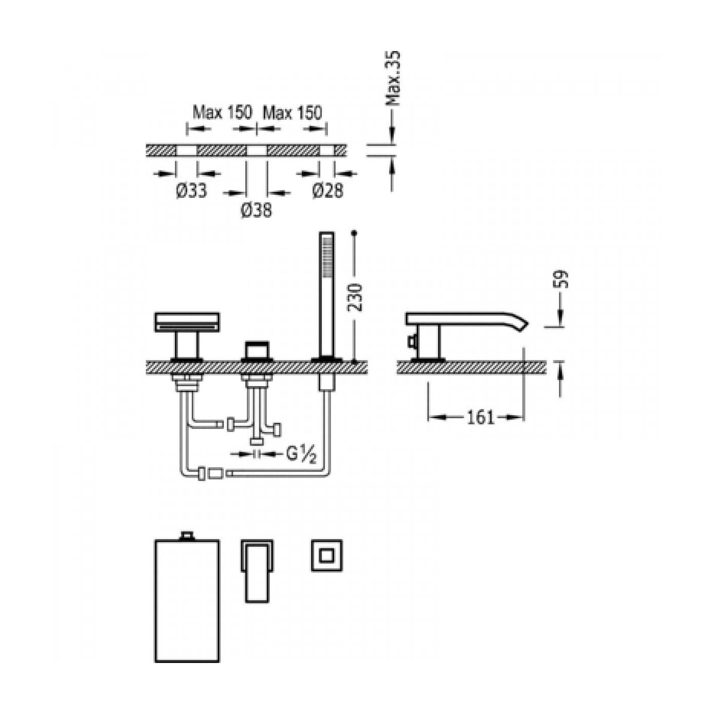 Bateria Nawannowa Cuadro Z Dźwignią 10616102 Tres