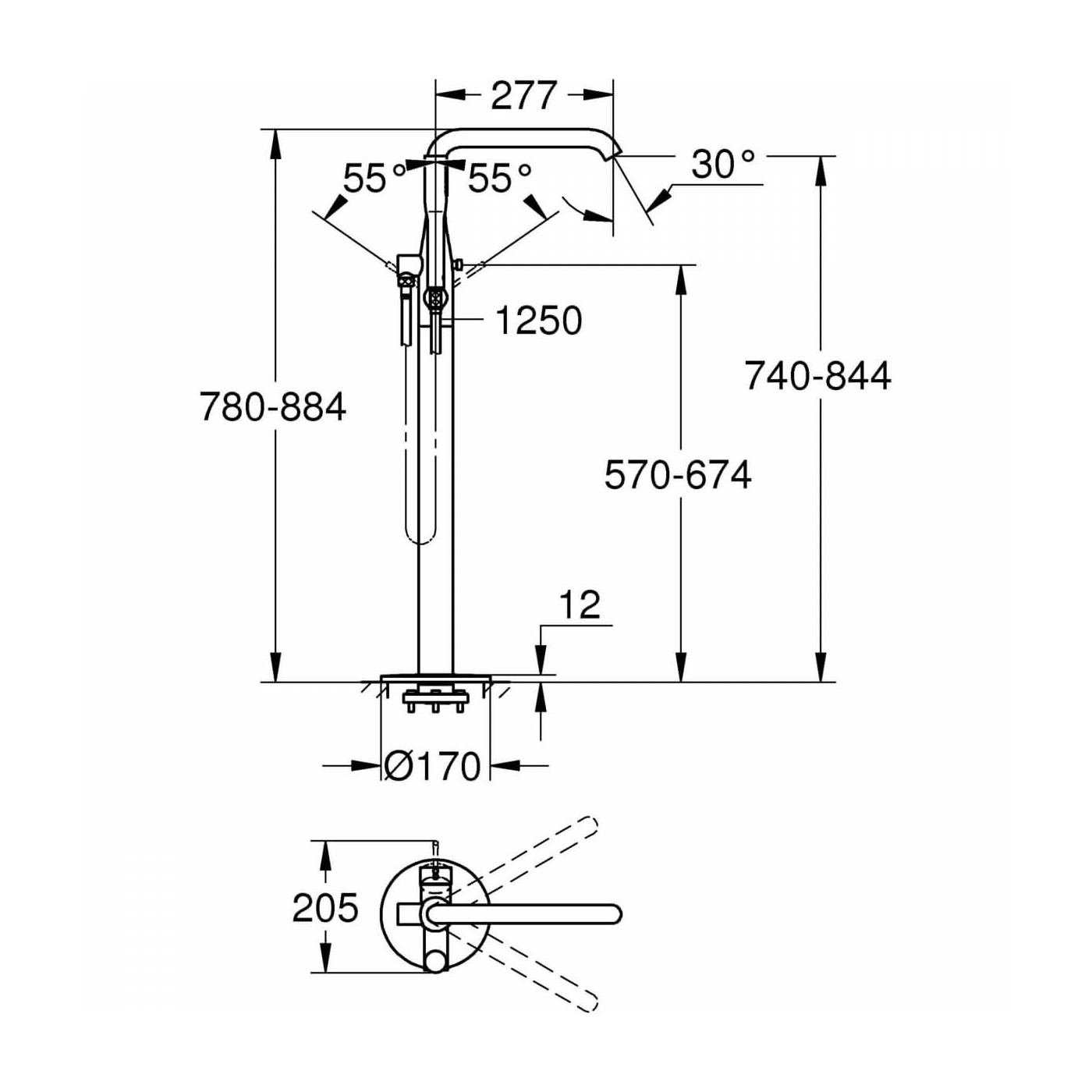Bateria Wannowa Stojąca Essence New 23491001 Grohe